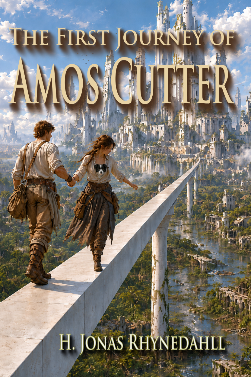 Cover of The First Journey of Amos Cutter by H. Jonas Rhynedahll.