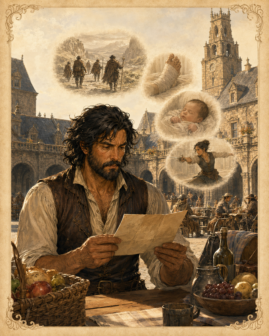 Poubelle’s letter arriving during the picnic.