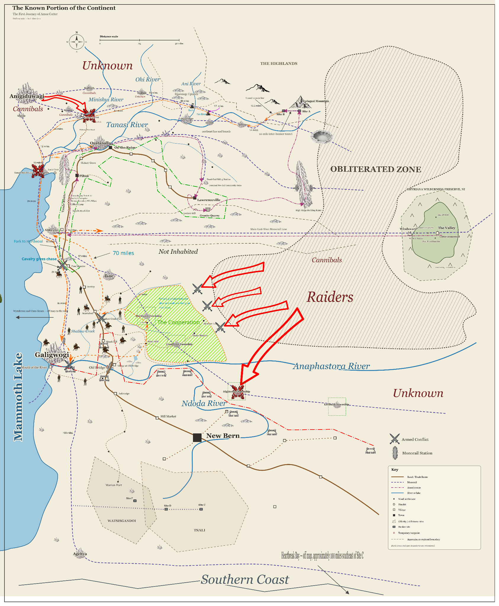 The First Journey of Amos Cutter Map